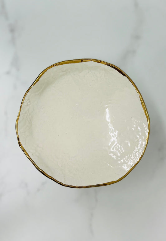 White/Gold Luster "Lily" Pedestal Dish