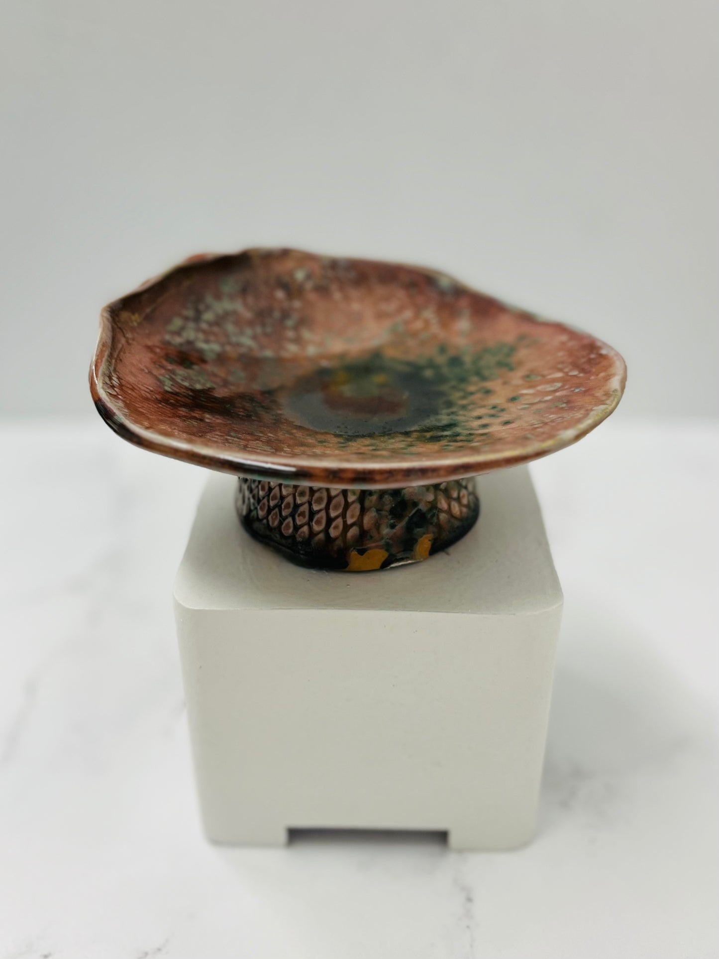 Soda Fired, Porcelain "Lily" Pedestal Dish