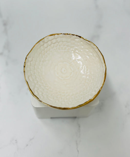 Stoneware Textured Dish with Gold Luster